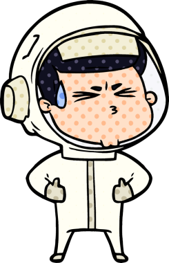 Çizgi film bir insan tarafından çizilmiş astronot.