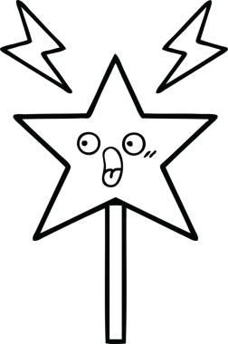 Bir insan tarafından çizilmiş sihirli bir değnek çizimi.