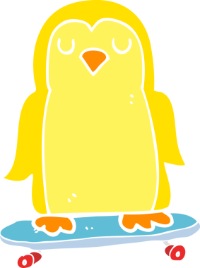 Bir insan tarafından çizilmiş kaykaydaki kuşun düz renk çizimi