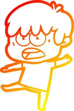 Bir insan tarafından çizilmiş endişeli bir çizgi film çocuğu çizimi.