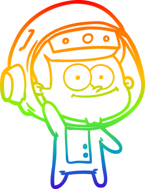 gökkuşağı gradyan çizimi mutlu bir astronot çizgi filmi bir insan tarafından çizildi