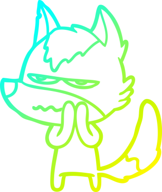 Bir insan tarafından çizilmiş, kızgın bir kurdun soğuk çizgi çizimi.