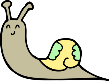 Bir insan tarafından çizilmiş sevimli çizgi film salyangozu.