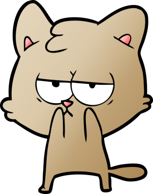 Bir insan tarafından çizilmiş sıkıcı çizgi film kedisi.