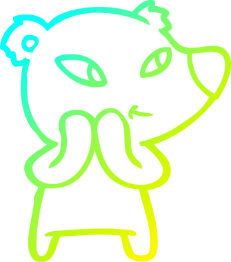 Bir insan tarafından çizilmiş şirin bir çizgi film ayısının soğuk gradyan çizgisi.