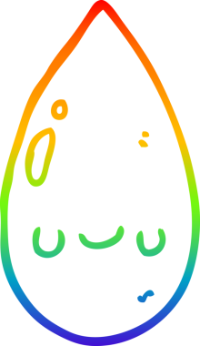 Gökkuşağı gradyan çizgi çizimi Bir insan tarafından çizilmiş şirin yağmur damlası