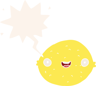 bir insan tarafından çizilmiş retro tarzı konuşma baloncuklu limon çizgi filmi