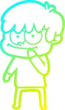 Bir insan tarafından çizilmiş mutlu bir çizgi film karakteri çizimi.