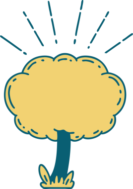 Bir insan tarafından çizilmiş geleneksel dövme ağacının çizimi