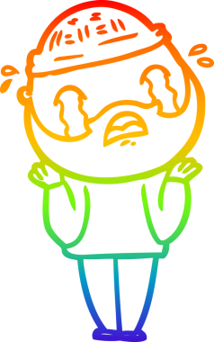 Bir insan tarafından çizilmiş ağlayan sakallı bir adamın çizimi.