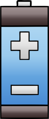 Bir insan tarafından çizilen elektrik aküsünün gölgelenmiş karikatürü