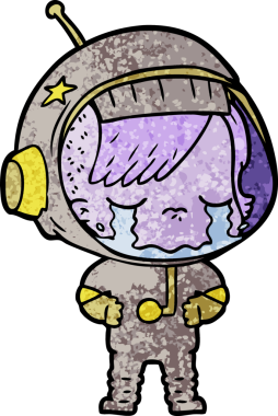 Bir insan tarafından çizilmiş ağlayan astronot kız.