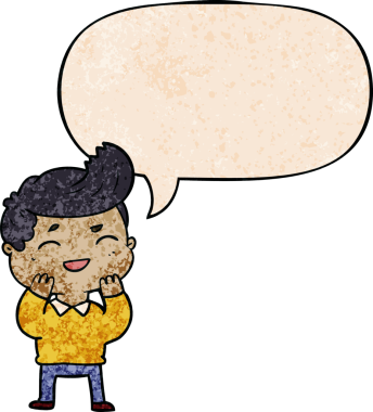 Çizgi filmci, bir insan tarafından çizilmiş eski tarz bir konuşma balonuyla gülüyor.