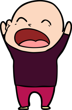 Bir insan tarafından çizilmiş kel adam diye bağıran çizgi film.