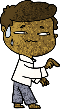 Çizgi filmdeki endişeli adam bir insan tarafından çizilmiş.