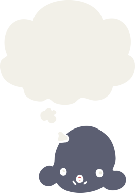 Düşünce baloncuğu olan karikatür bulutu insan tarafından çizilmiş.