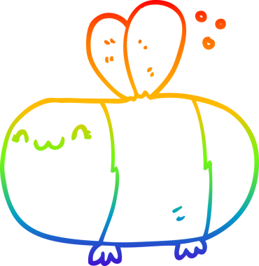 Gökkuşağı gradyan çizgi çizimi. Bir insan tarafından çizilmiş şirin bir çizgi film arısı.