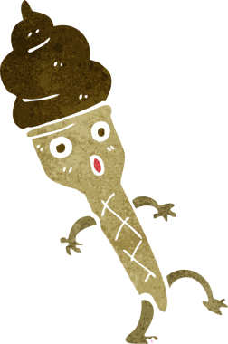 Bir insan tarafından çizilmiş karikatür dondurma.