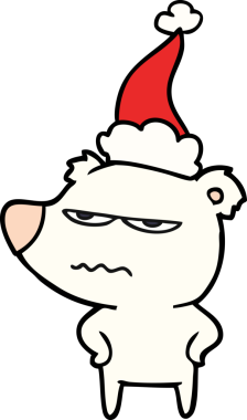 Kızgın ayı kutup eli çizilmiş bir insan tarafından çizilmiş Noel Baba şapkası.