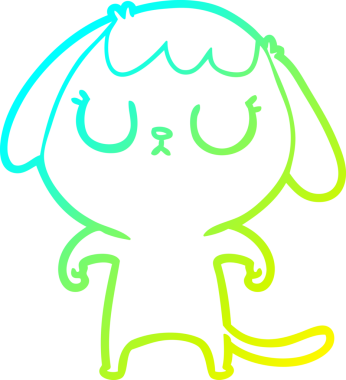 Bir insan tarafından çizilmiş şirin bir çizgi köpeğin soğuk gradyan çizgisi.