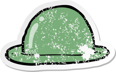 Bir insanın çizdiği çizgi film melon şapkasının sıkıntılı çıkartması.