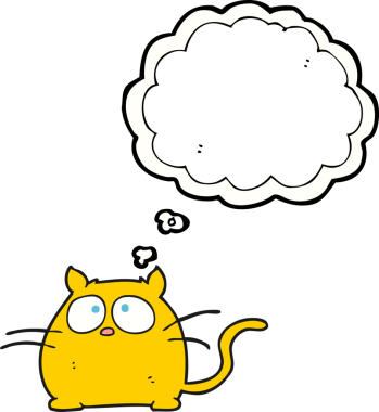 Bir insan tarafından çizilmiş serbest çizim baloncuk çizgi film kedisi.