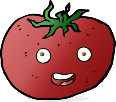 Bir insan tarafından çizilmiş domates çizgi filmi.