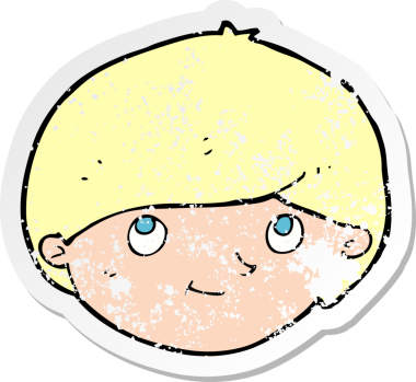 Bir insan tarafından çizilmiş mutlu bir adamın karikatür yapıştırması.