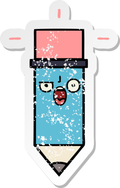 Bir insan tarafından çizilmiş şirin bir karikatür kaleminin sıkıntılı çıkartması.