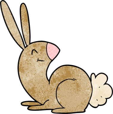 Bir insan tarafından çizilmiş şirin çizgi film tavşanı.