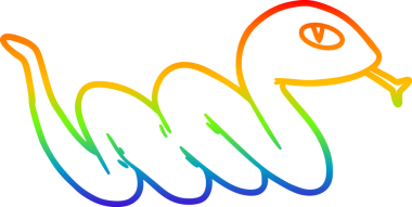 Bir insan tarafından çizilmiş sürünen yılanın çizdiği gökkuşağı gradyan çizgisi.