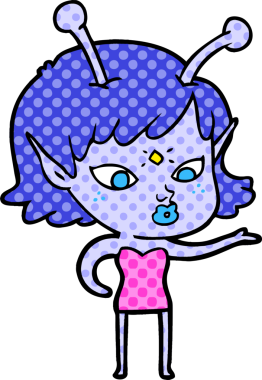 Bir insan tarafından çizilmiş güzel uzaylı kız.