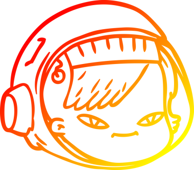 Bir insan tarafından çizilmiş bir astronot suratının sıcak çizgi çizimi