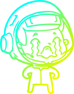 Bir insan tarafından çizilmiş ağlayan astronot çizgi filmi.