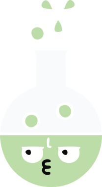 Bir insan tarafından çizilmiş bir test tüpünün düz renk retro karikatürü