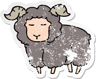 Bir insan tarafından çizilmiş garip bir el çizimi çizgi film çıkartması.