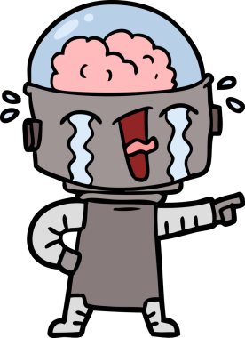 Bir insan tarafından çizilmiş ağlayan robot çizimi.