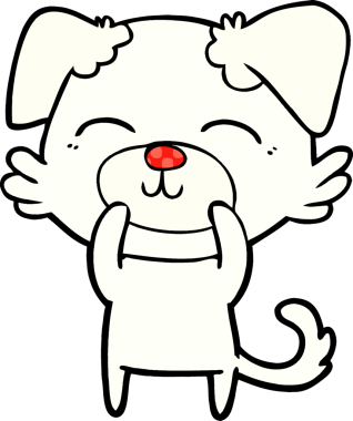 Bir insan tarafından çizilmiş çizgi film köpeği.