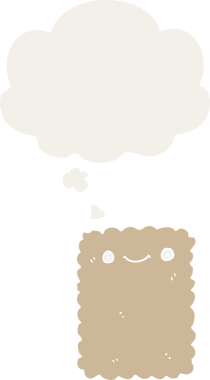 Düşünce baloncuklu çizgi film bisküvisi insan tarafından çizilmiş.