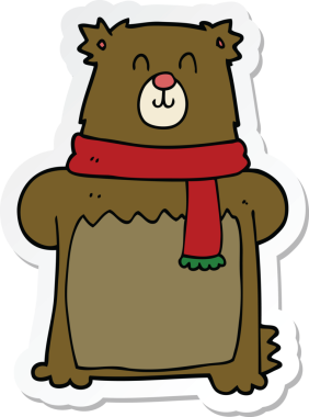 Bir insan tarafından çizilmiş çizgi film ayısının çıkartması.