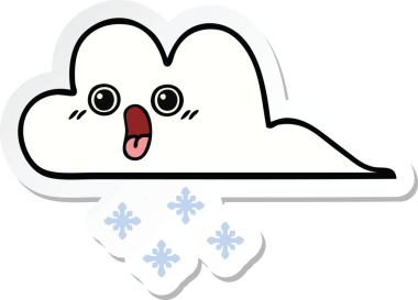 Bir insan tarafından çizilmiş şirin bir kar bulutunun çıkartması.