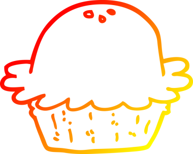 Bir insan tarafından çizilmiş çizgi film pastasının sıcak gradyan çizimi