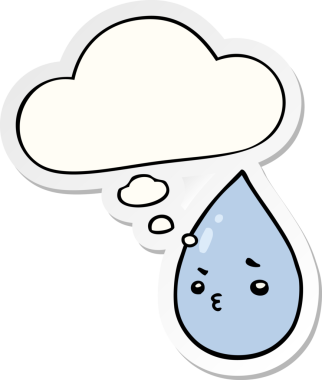 Düşünce baloncuklu tatlı yağmur damlası insan tarafından çizilmiş bir çıkartma.