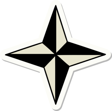 Bir insan tarafından çizilmiş geleneksel bir yıldız sembolü dövmesi çıkartması.