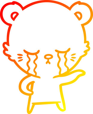 Bir insan tarafından çizilen ağlayan çizgi film kutup ayısının sıcak çizgi çizimi