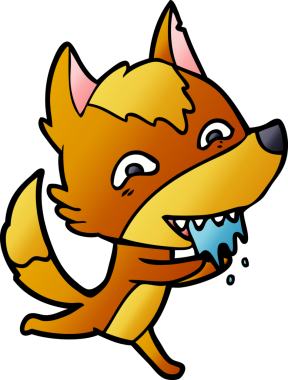 Bir insan tarafından çizilmiş tilki çizgi film karakteri