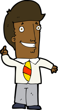 Bir insan tarafından çizilmiş bir fikri olan bir ofis adamı.