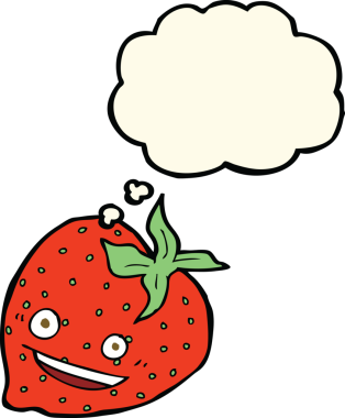 Bir insan tarafından çizilmiş düşünce baloncuklu karikatür çileği