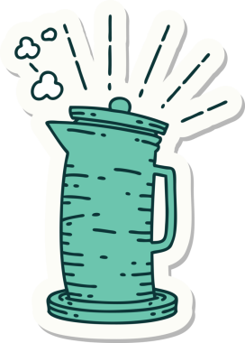 Bir insan tarafından çizilmiş dövme stili kahve sürahisi.