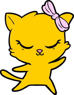 Bir insan tarafından çizilmiş sevimli çizgi film kedisi.